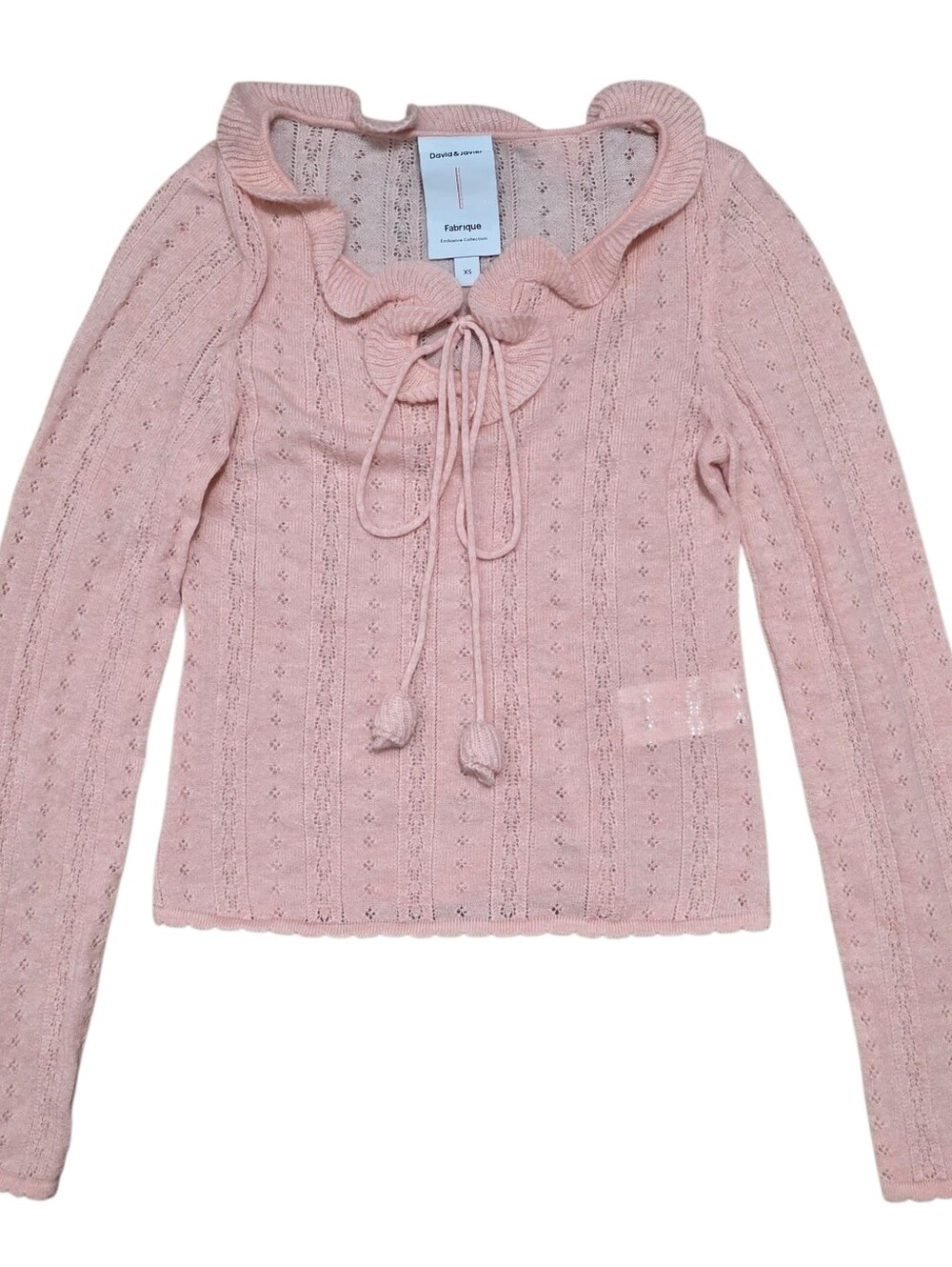 David & Javier exclusive collection coral pink wool blend coquette sweater top - Picture 4 of 6